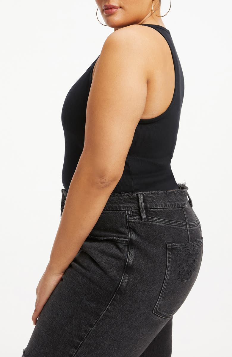 Good American Micro Rib Crewneck Tank, Alternate, color, Black001