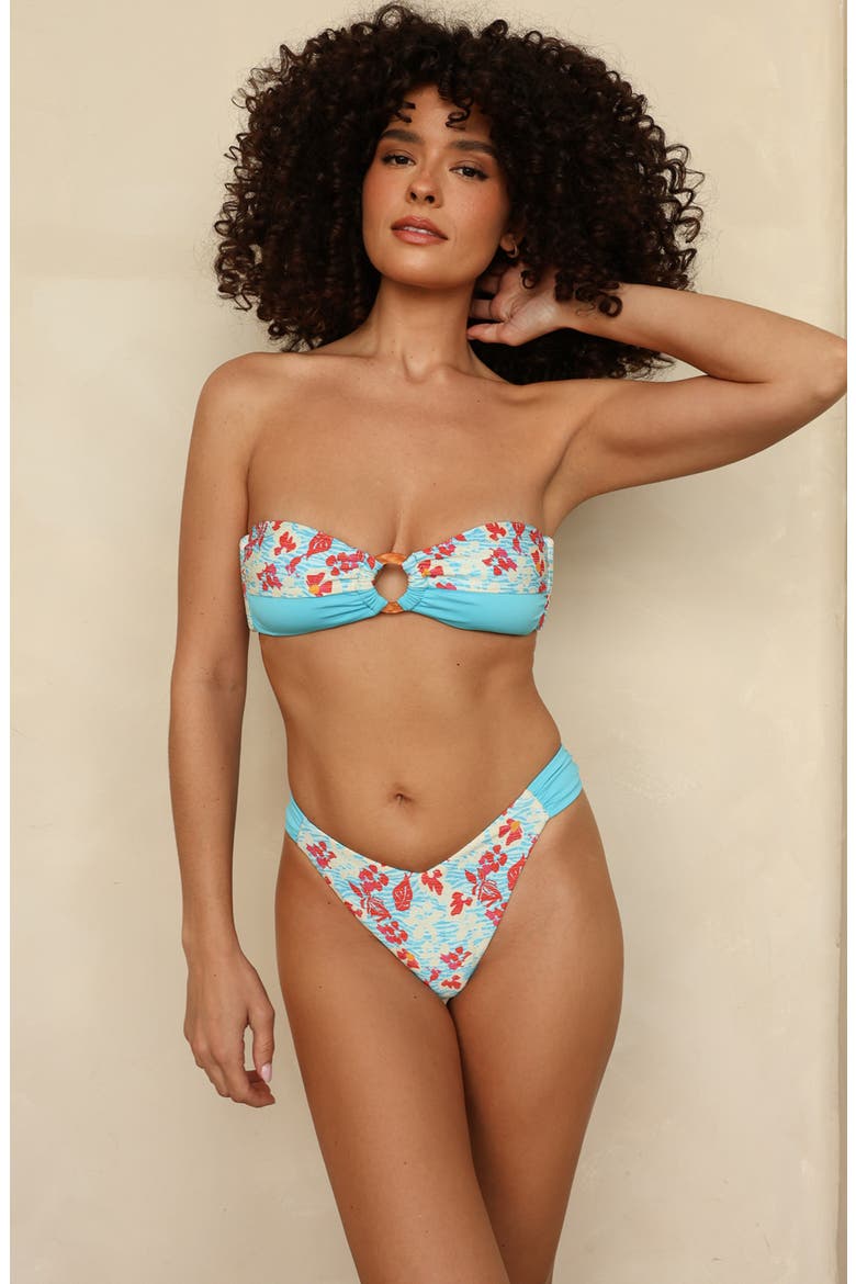 Disco Bandeau Bikini Top, Alternate, color, Botanica