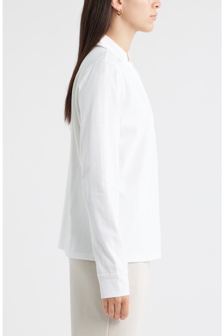 Long Sleeve Knit Johnny Collar Top, Alternate, color, WHITE