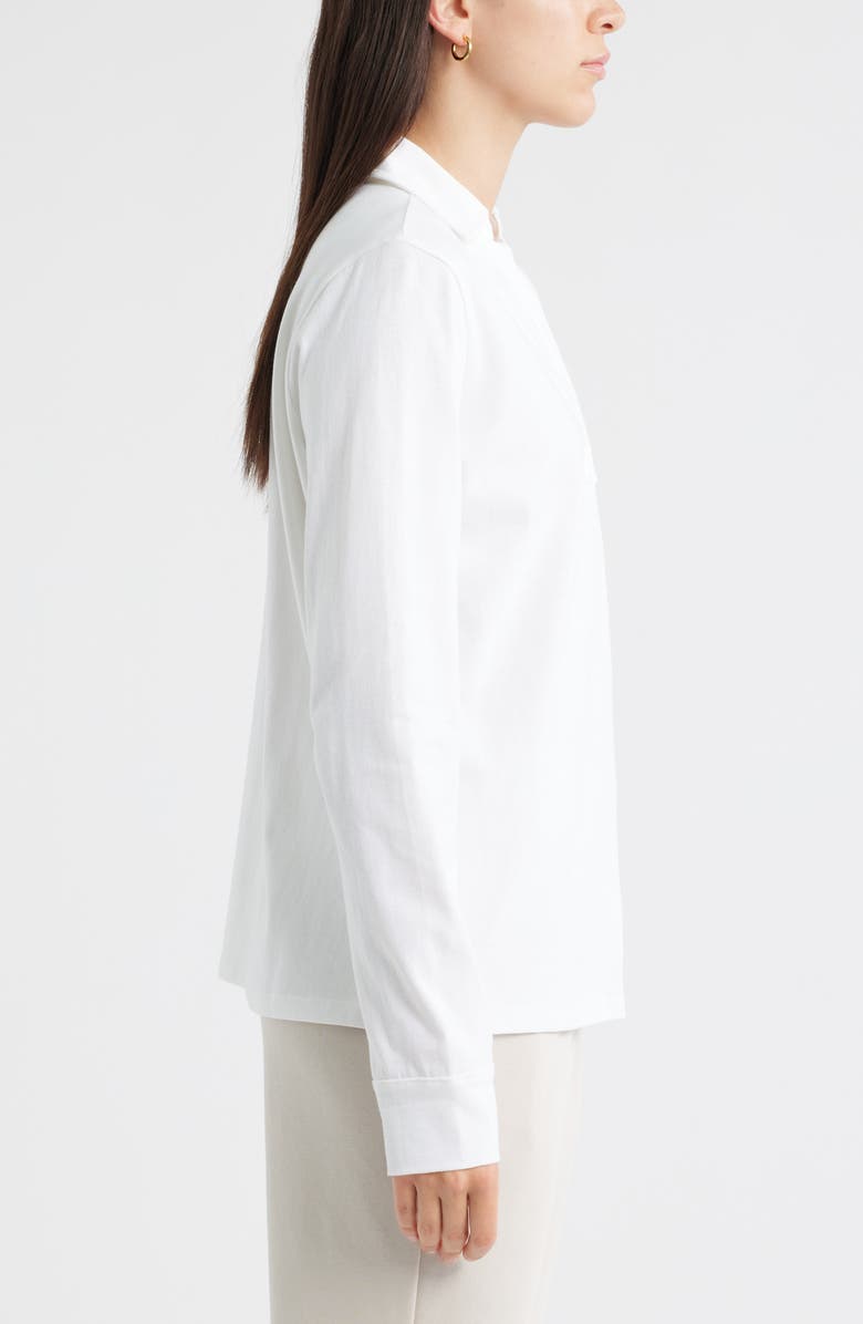 Caslon<sup>®</sup> Long Sleeve Knit Johnny Collar Top, Alternate, color, White