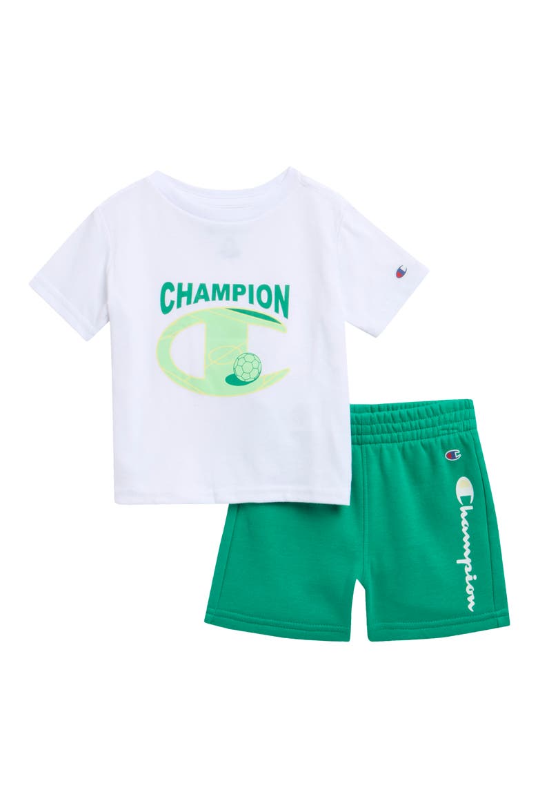 Logo T-Shirt & Shorts Set, Main, color, BRIGHT WHITE