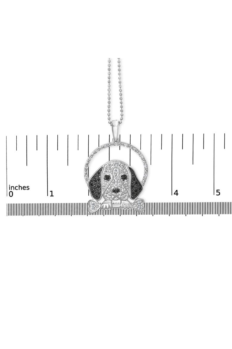 Silver 1/4 Cttw White and Black Diamond Beagle Dog and Bone Pendant Necklace, Alternate, color, White