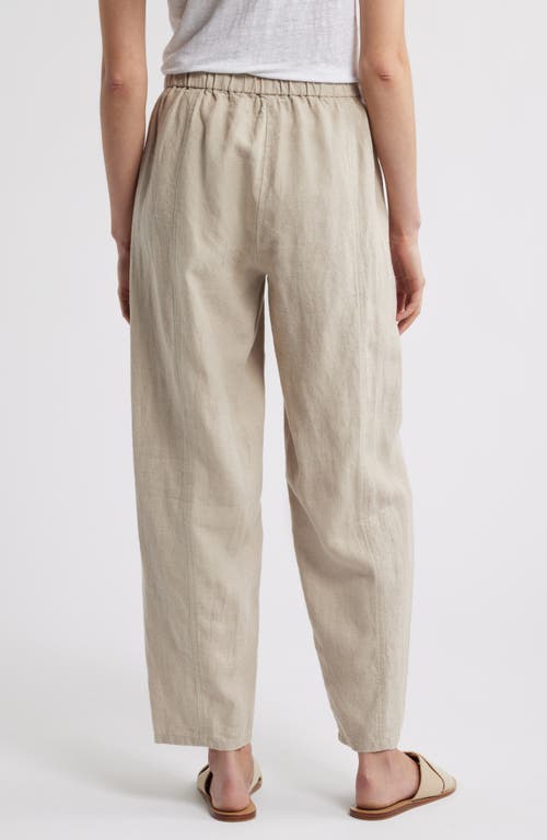 Eileen Fisher Cropped Organic Linen Lantern Pants In Undyed Natural