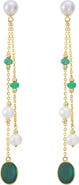 EFFY 14K Yellow Gold ,Emerald,Fresh Water Pearl,Malachite Earrings