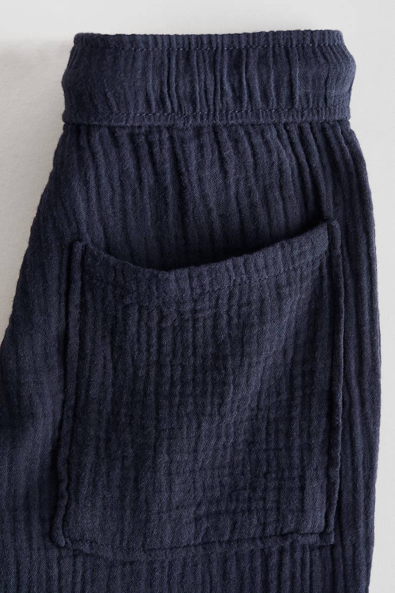 Muslin Drawstring Trousers, Alternate, color, Navy blue