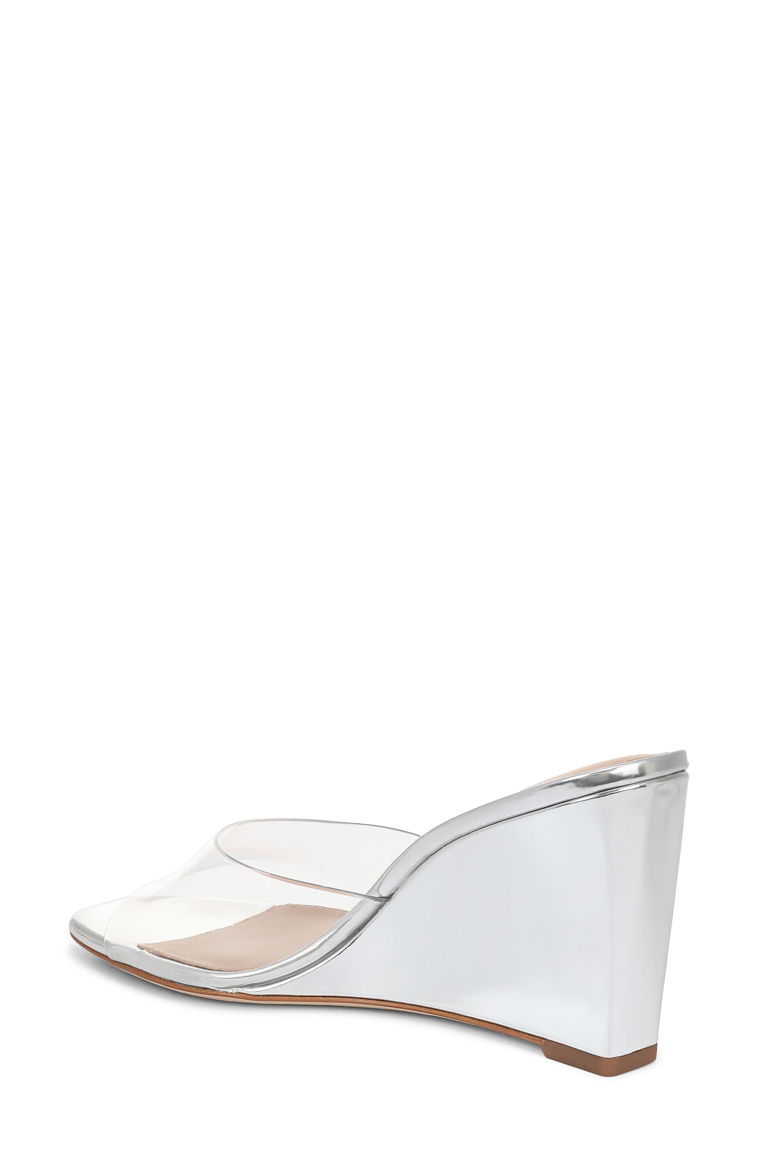 Veronica Beard Asha Wedge Sandal, Alternate, color, Clear/ Silver