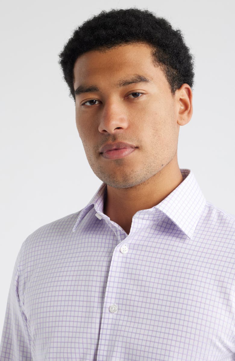 Nordstrom Trim Fit Grid Dress Shirt, Alternate, color, White- Purple Twill Grid