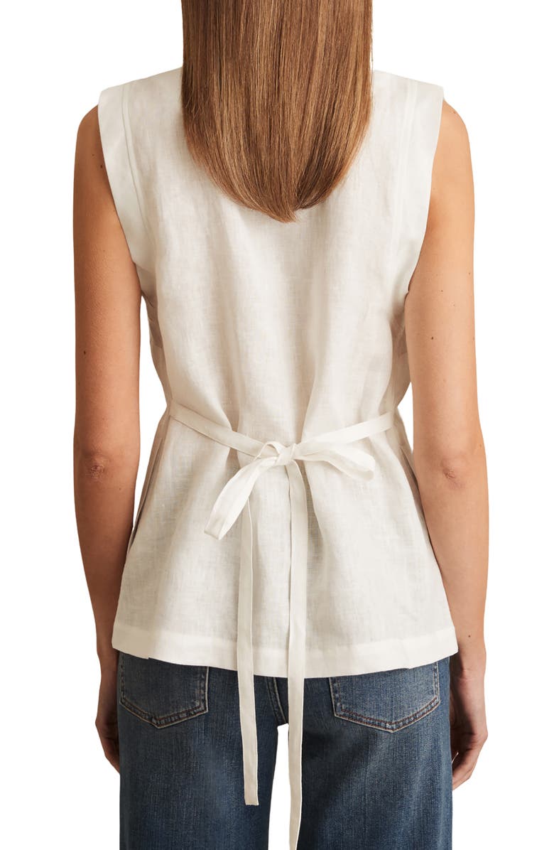 Reiss Whitney Linen Double Breasted Button-Up Vest, Alternate, color, Ivory