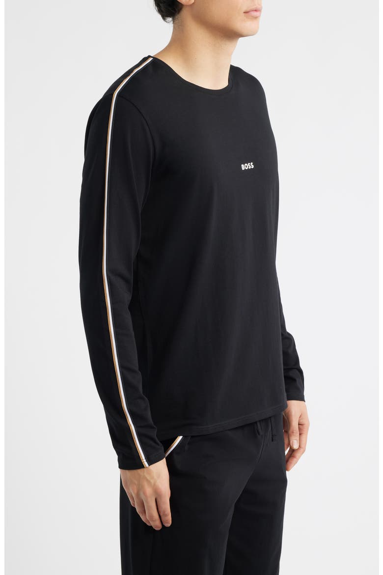 Unique Long Sleeve Stretch Cotton Pajama T-Shirt, Alternate, color, BLACK
