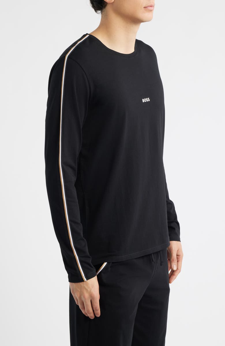 BOSS Unique Long Sleeve Stretch Cotton Pajama T-Shirt, Alternate, color, Black