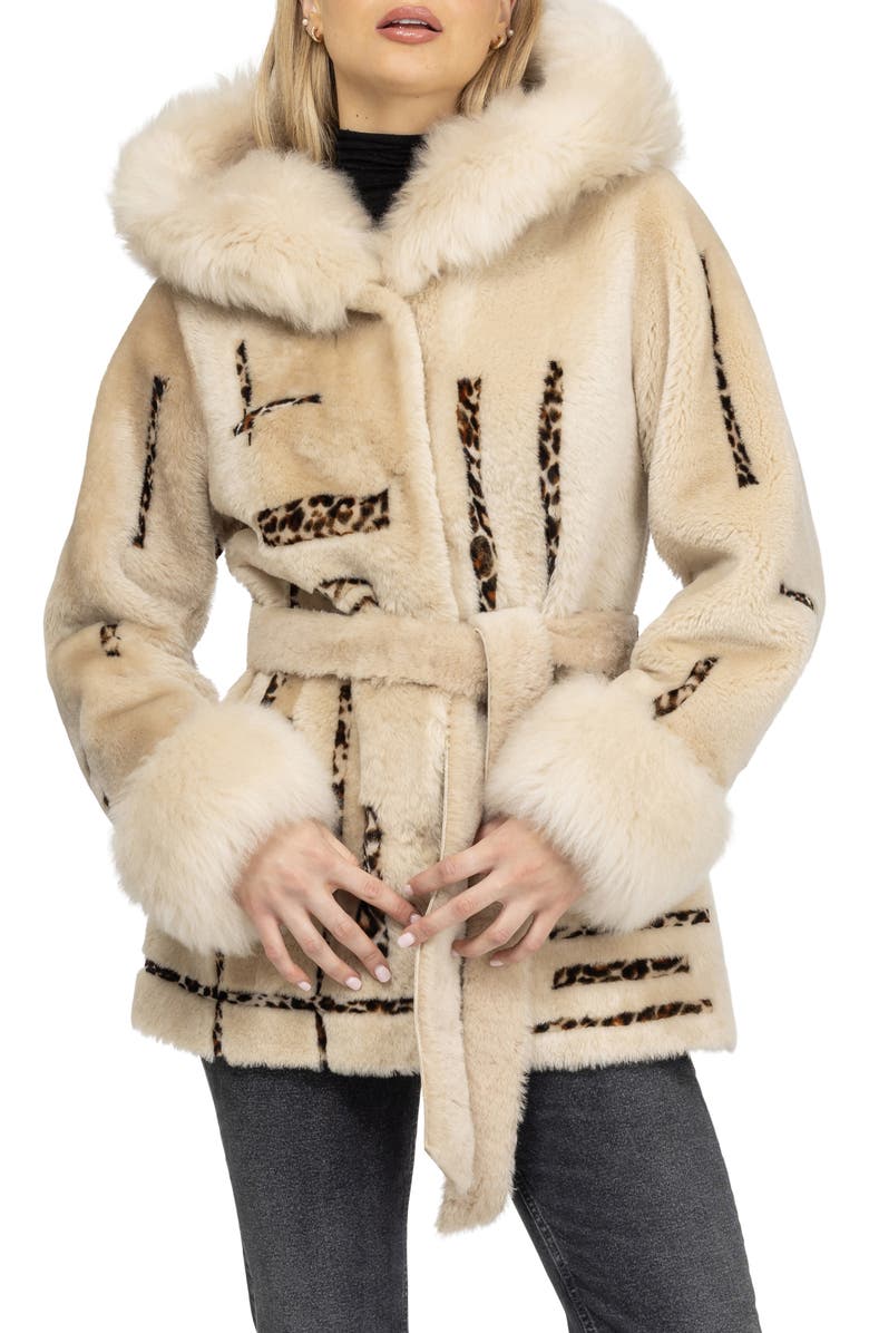 GORSKI Reversible Genuine Shearling Parka with cuffs, Main, color, Palomino/Lprd Intarsia