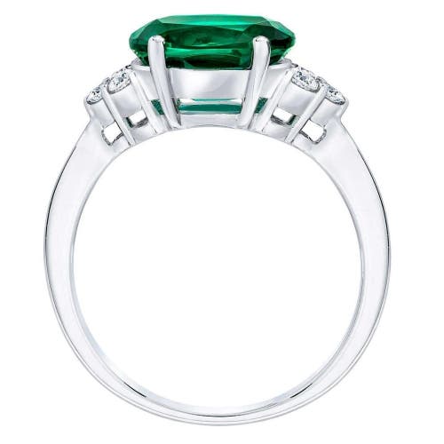 Bliss Diamond 3 1/4ct Oval Emerald & Lab Grown Diamond Ring In 10k White Gold