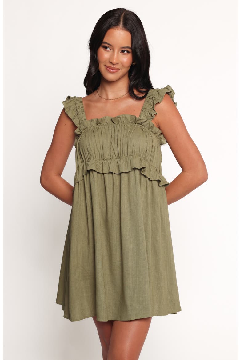 Orion Frill Strap Mini Sundress, Alternate, color, OLIVE