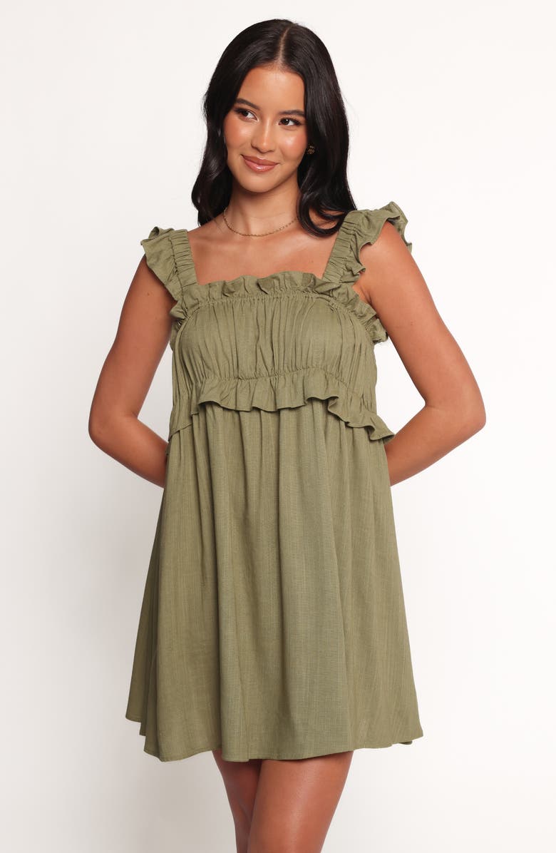 Petal & Pup Orion Frill Strap Mini Sundress, Alternate, color, Olive
