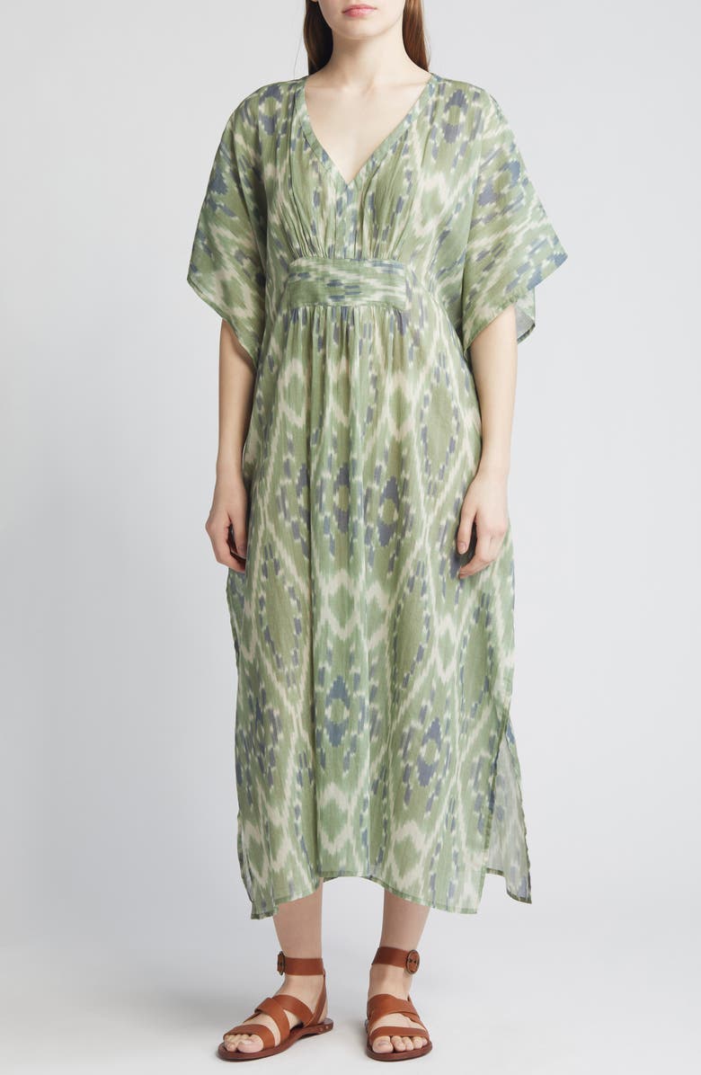 Faherty Ikat Print Organic Cotton Cover-Up Caftan, Main, color,