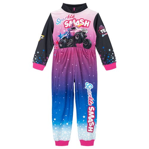 Monster Jam Kids'  Zip-up Coverall In Pink