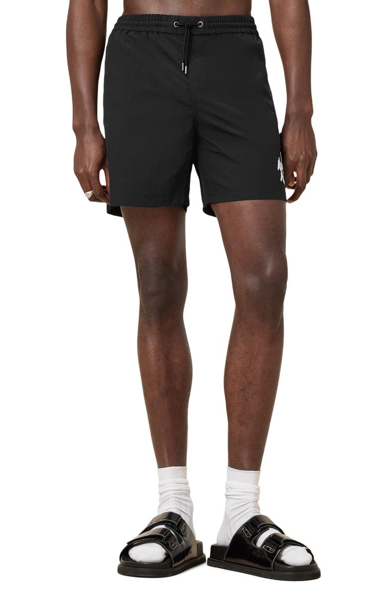 AllSaints Orlando Swim Trunks, Main, color, Jet Black