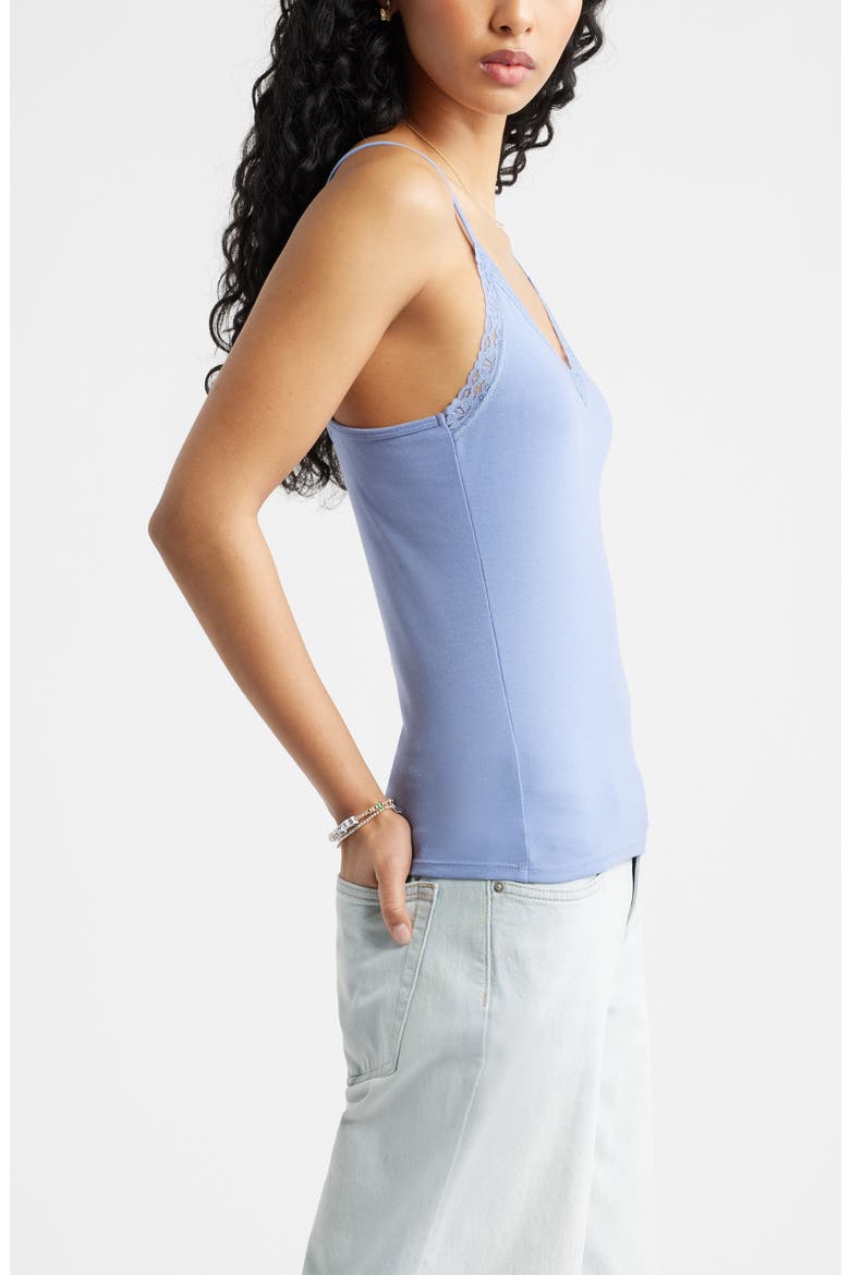 Lace Trim V-Neck Camisole, Alternate, color, BLUE FROST