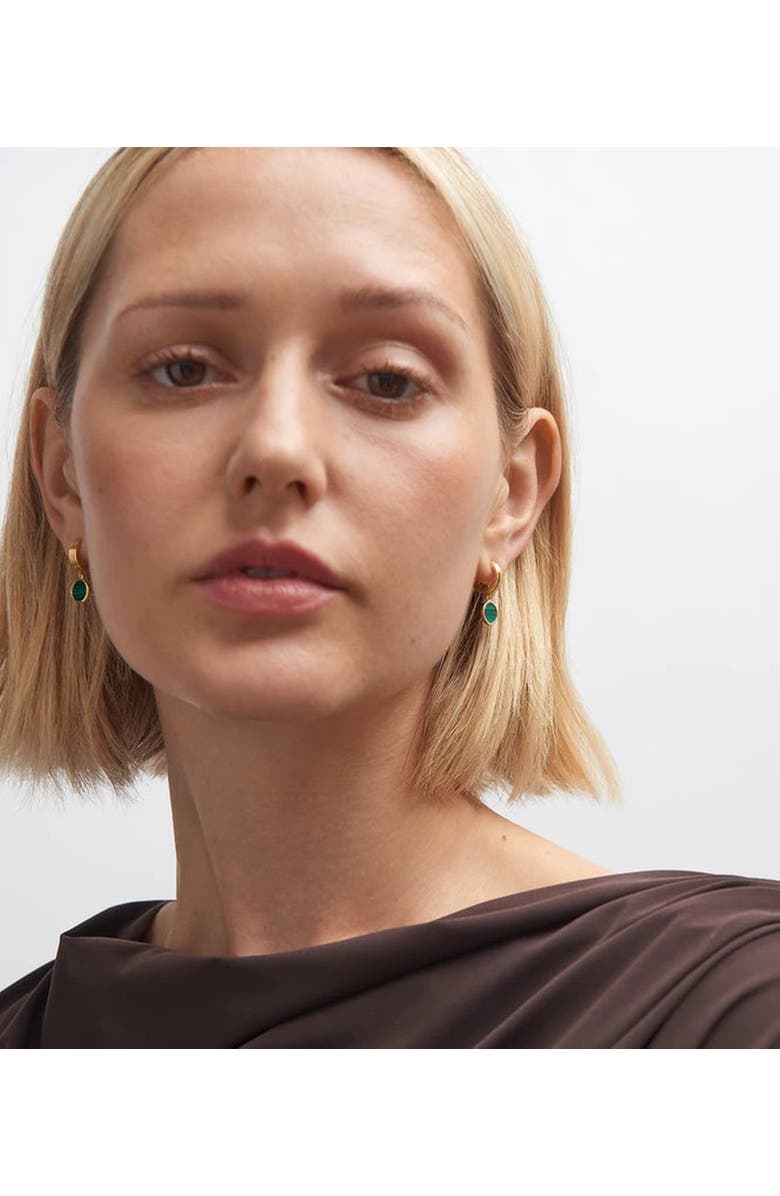 Astley Clarke Gold Stilla Malachite Huggie Earrings, Alternate, color, Malachite