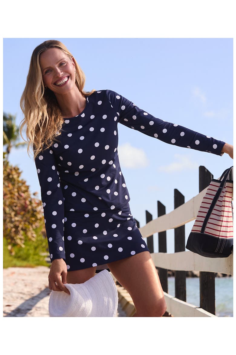 SunShade UPF 50 Long Sleeve Relaxed Rash Guard, Alternate, color, Lake Blue Geo Floral