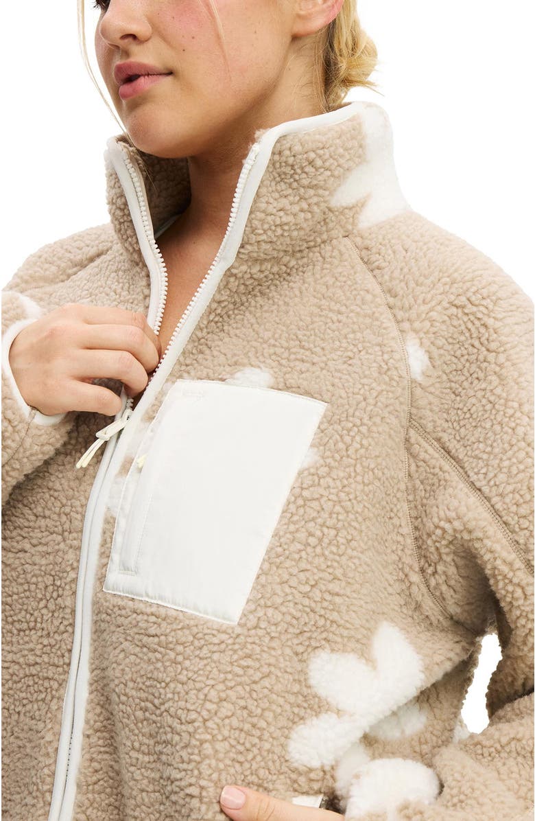 COTTON ON BODY Women's Active Trail Soft Fleece Zip Through, Alternate, color, Allspice Coconut Milk Flower