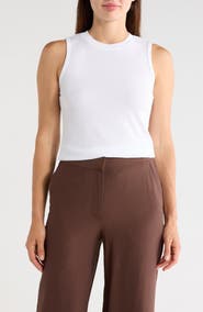 T Tahari Crewneck Ribbed Tank