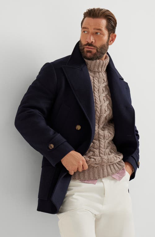 Brunello Cucinelli Double-breasted Felted Coat In Blue
