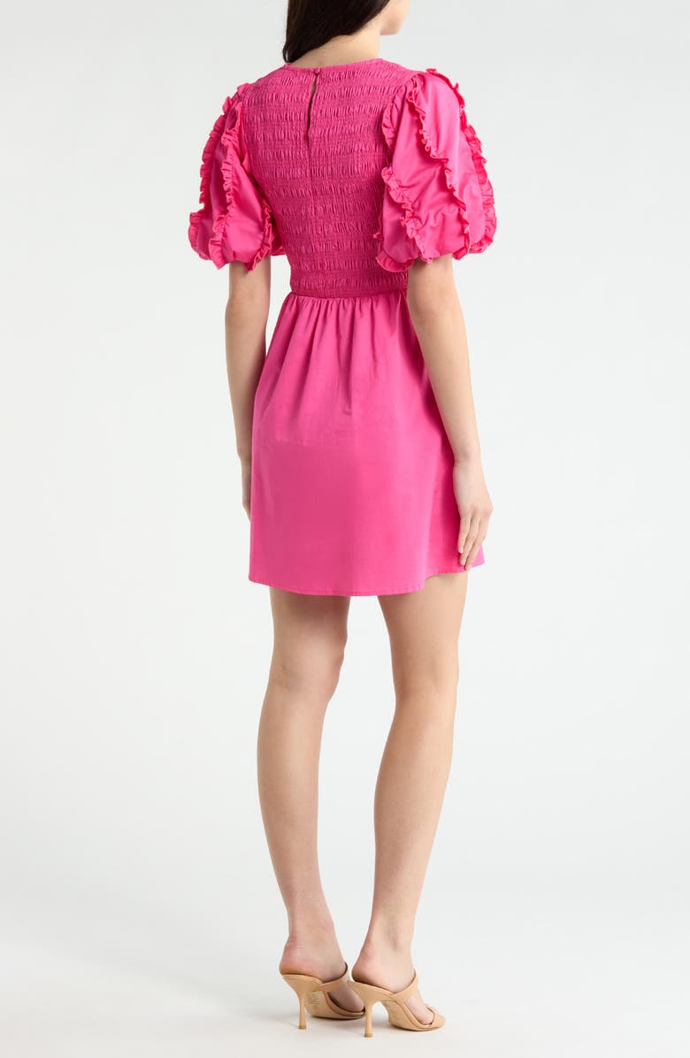 SUGARLIPS Riana Ruffle Smocked Minidress, Alternate, color, Fuchsia