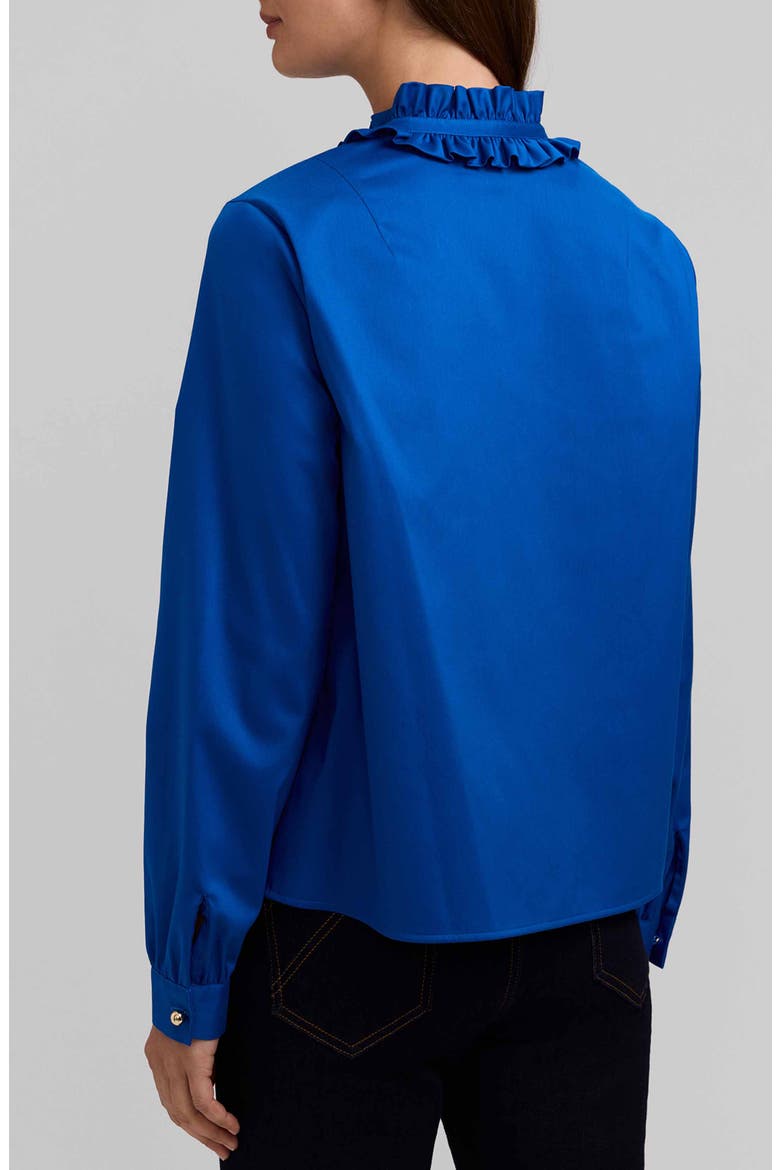 Colette Ruffle Collar Long Sleeve Shirt, Alternate, color, SAVORY BLUE