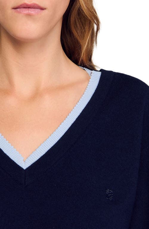 Sandro Wool And Cashmere Sweater In Blue
