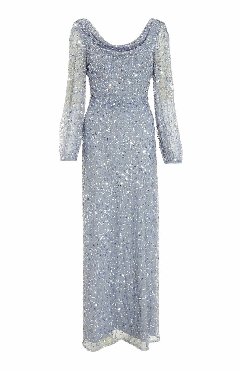 QUIZ Sequin cowl Front Maxi Dress, Alternate, color, Grey