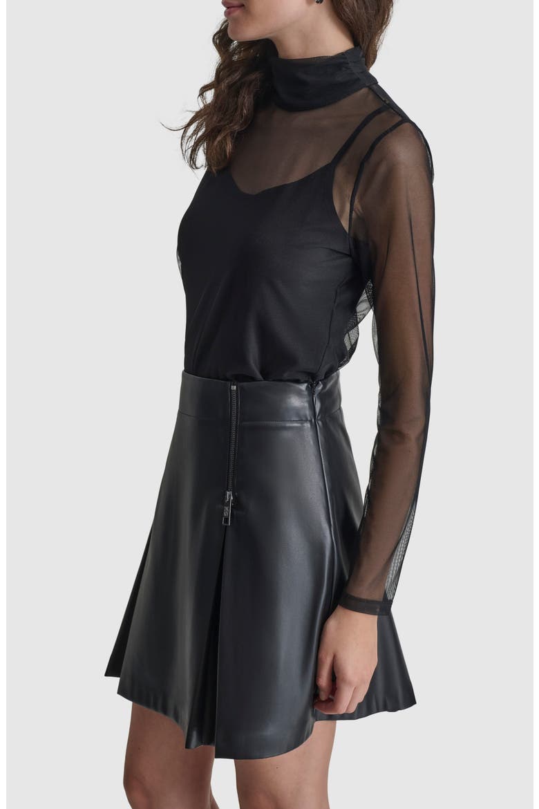 Turtleneck Mesh Top, Alternate, color, BLACK