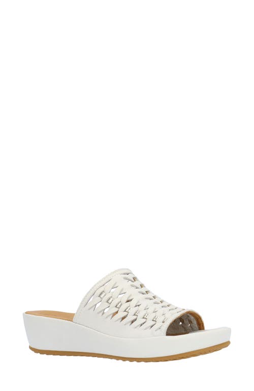 L'amour Des Pieds Cyra Platform Wedge Slide Sandal In White/gold