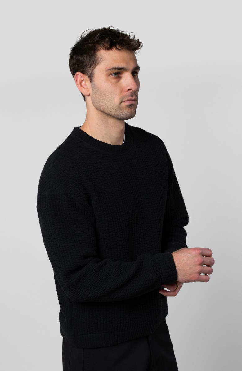 LEISURE LAB Cozy Quilt Crewneck, Alternate, color, Black