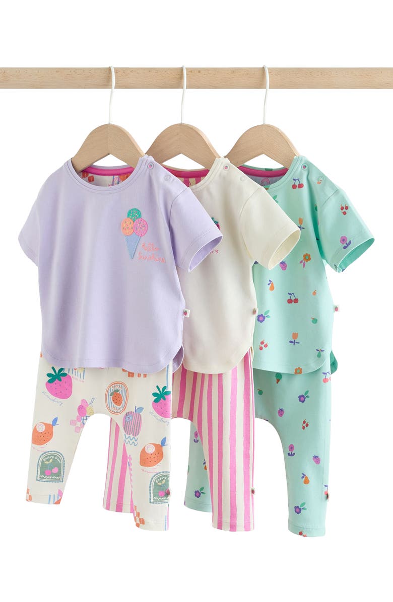 NEXT Berry Cute T-Shirts & Leggings Assorted 6-Pack, Main, color, Purple