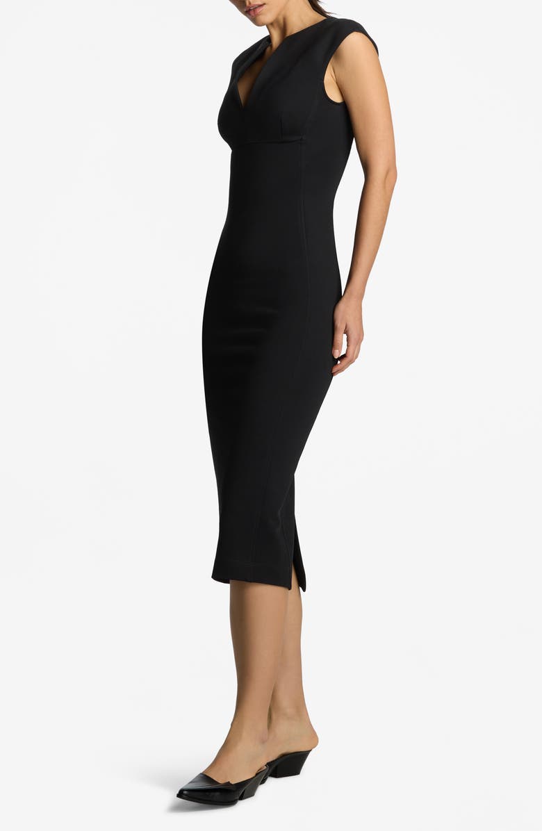 St. John Collection Split Neck Interlock Jersey Pencil Dress, Alternate, color,