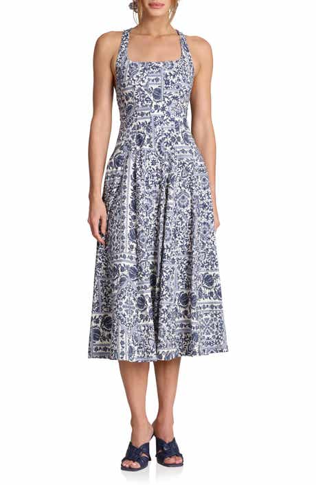 Tile Print Sleeveless Dress