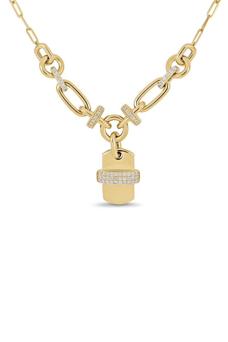 Varda 18k Gold Diamond Dog Tag Statement Necklace, Alternate, color, 18K YELLOW GOLD