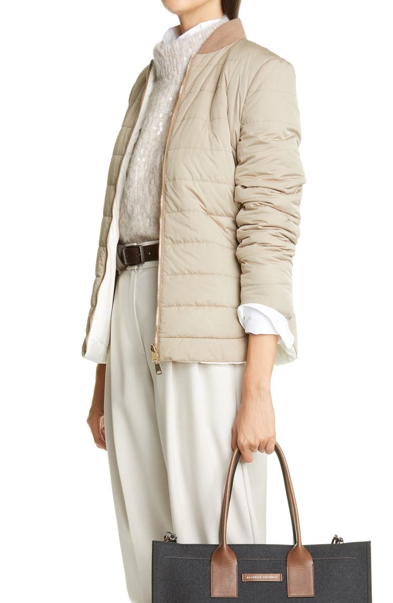 Brunello Cucinelli Belted Reversible Techno Taffeta Jacket, Alternate, color,