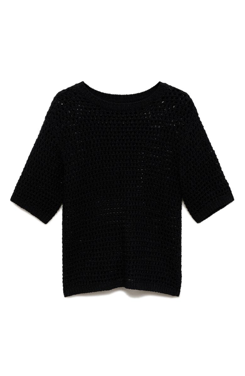 MANGO Open Stitch Short Sleeve Top, Alternate, color, 