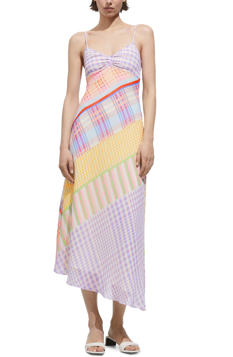 MANGO Check Midi Slipdress, Main, color, 