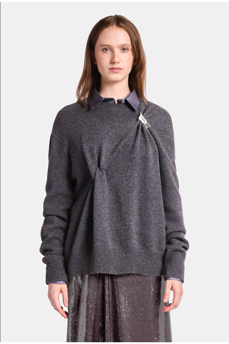 Draped Merino Cashmere Sweater, Main, color, Charcoal