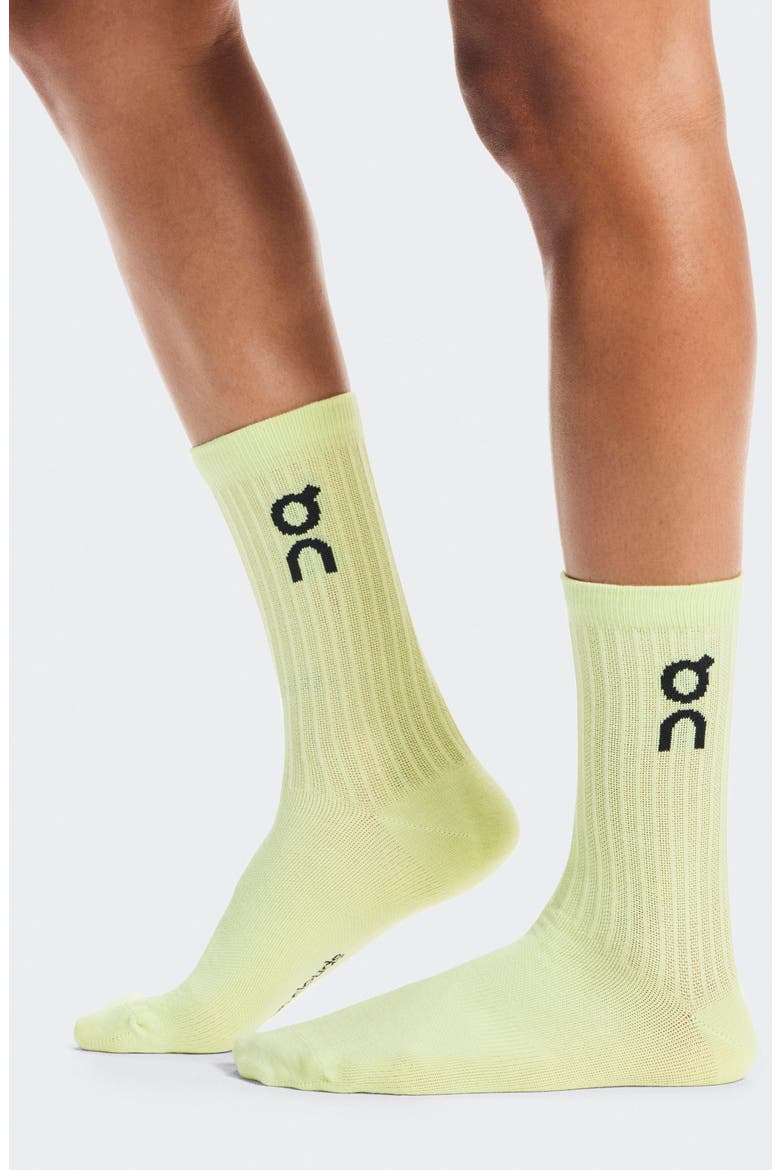 Logo Organic Cotton Crew Socks, Alternate, color, LEMONADE/ TIN