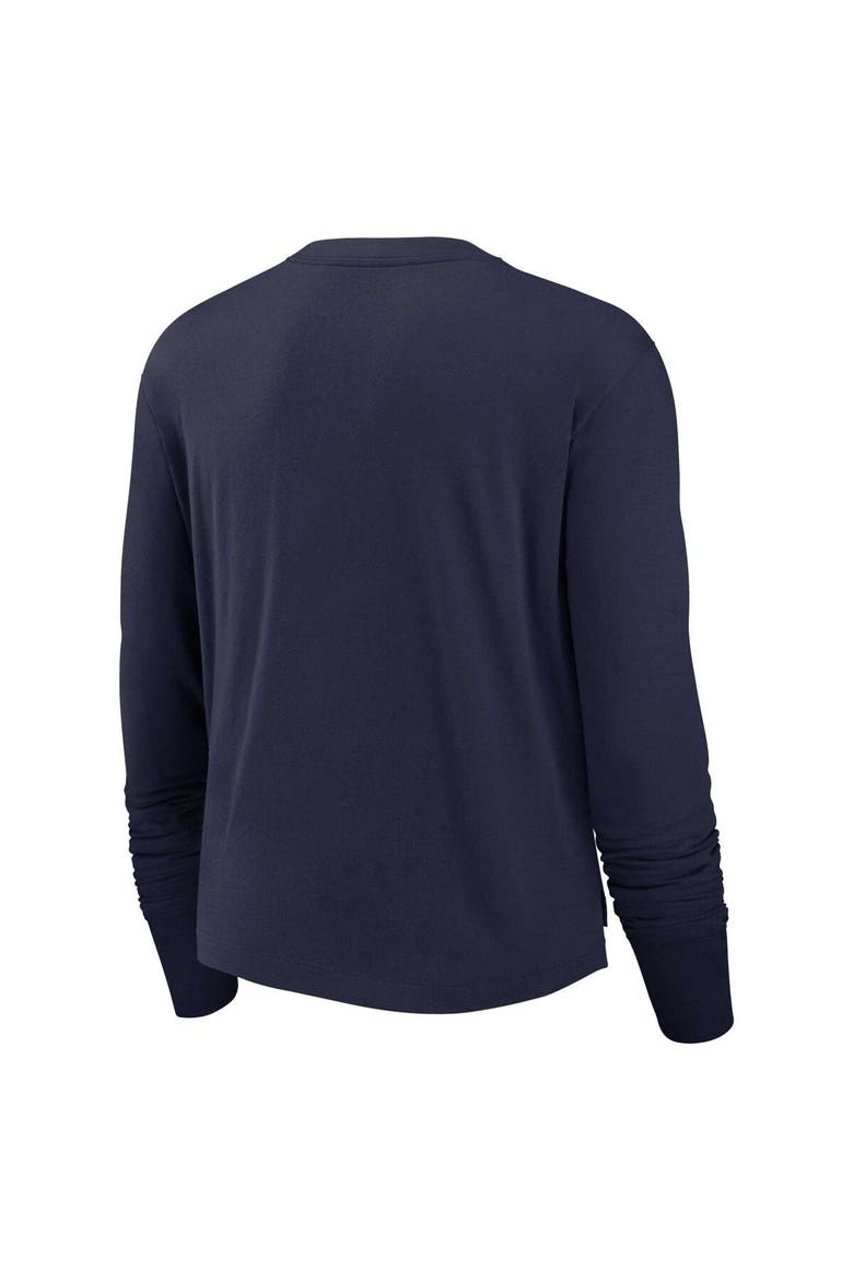 Women's Nike Navy Denver Broncos Modest Crop Performance Long Sleeve T-Shirt, Alternate, color, Navy