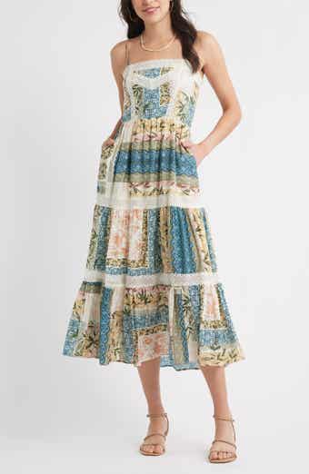 Chelsea28 Lace Inset Patchwork Midi Dress