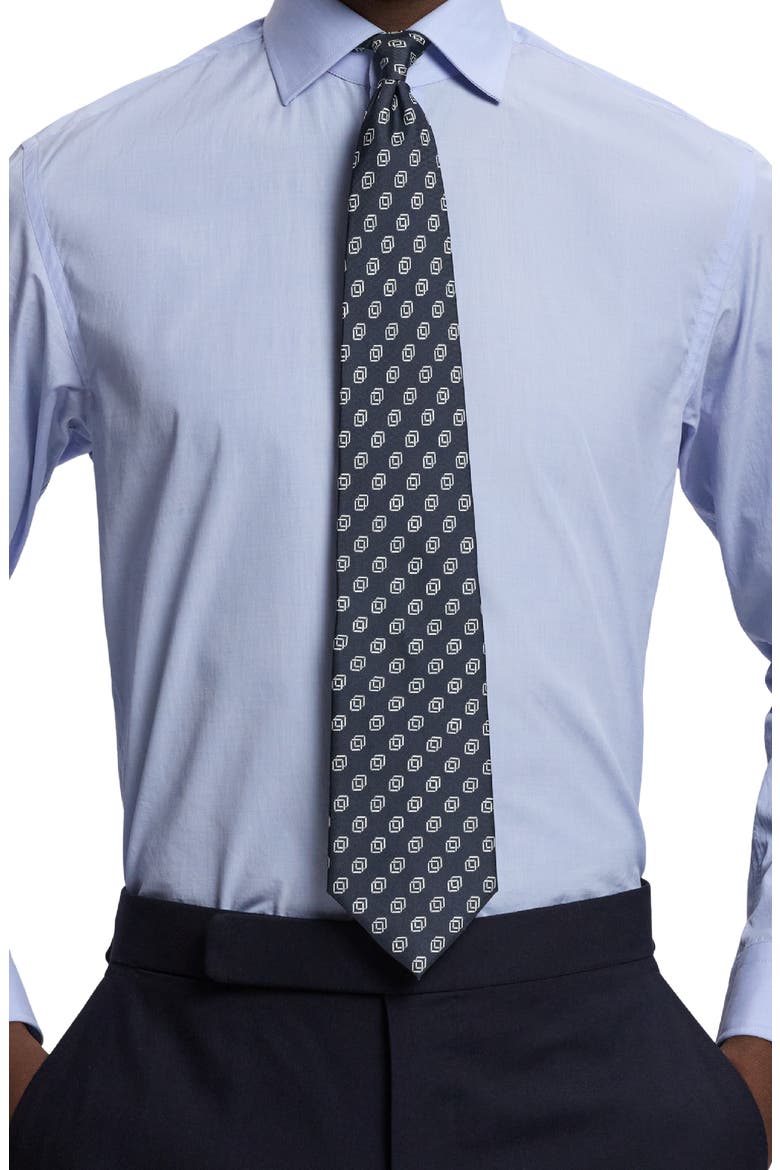 Linked Cubes Silk Twill Tie, Alternate, color, NAVY