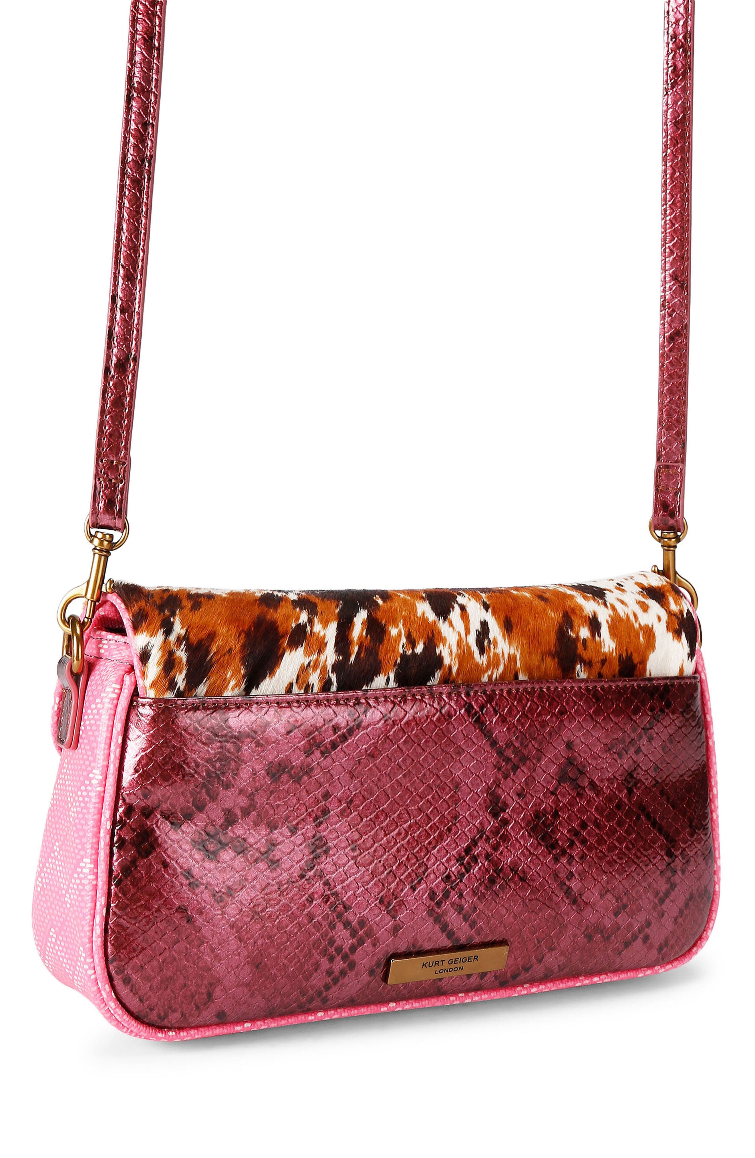 Kurt Geiger London Camden Flap Genuine Calf Hair & Leather Shoulder Bag, Alternate, color, 