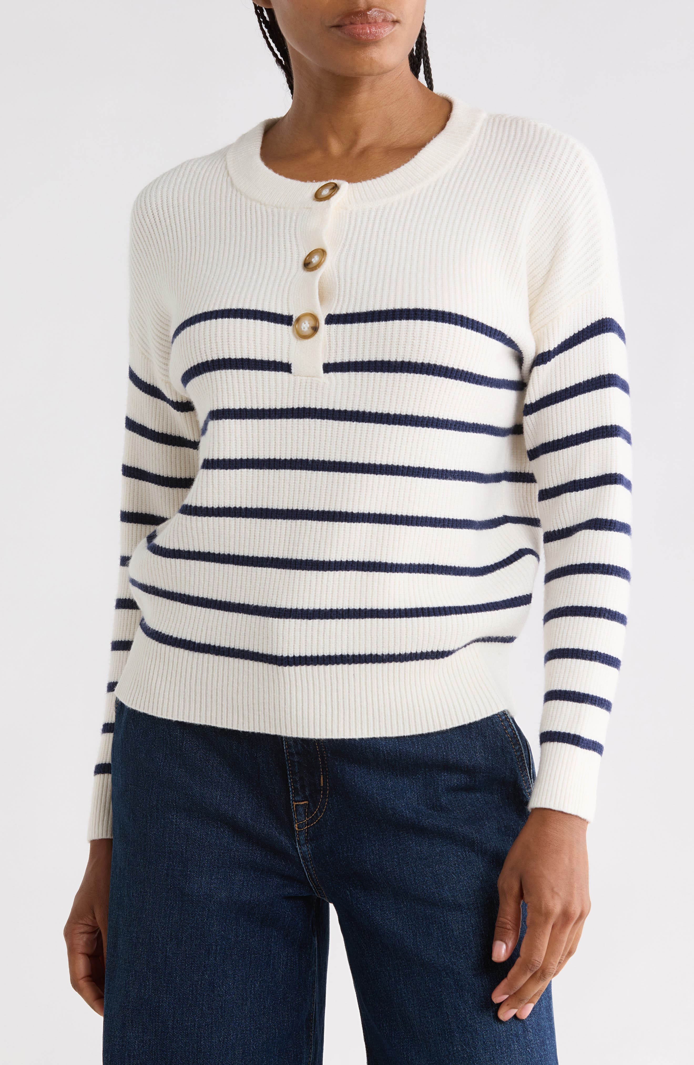 Striped Button Up Sweater
