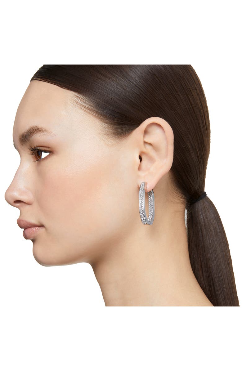 Swarovski Dextera Large Pavé Hexagonal Hoop Earrings, Alternate, color,