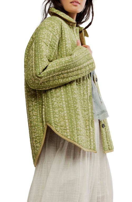 Free People Alexie Print Boxy Quilted Jacket In Green